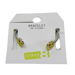 Crazy 8 Emoji Cuff Bracelet Yellow Silver Tone Happy Face Kids Childrens Jewelry